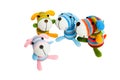 Knitted toys Ã¢â¬â four striped dogs.